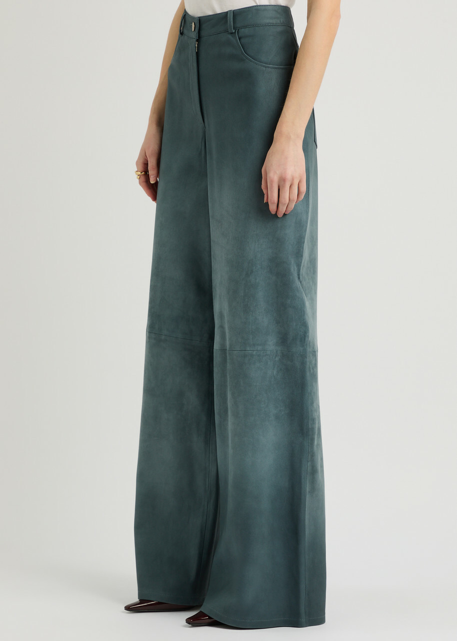 Arma Catania Degradé Wide-leg Suede Trousers Blue