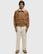 Maison Kitsune SHEARLING COLLAR JACKET Brown Mens Bomber Jacket