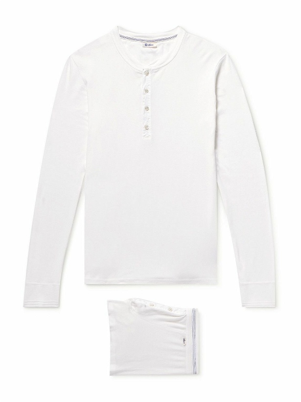 Photo: Schiesser - Karl Heinz Organic Cotton-Jersey Henley T-Shirt and Boxer Briefs Set - White