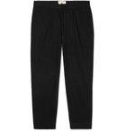 Folk - Black Pleated Poplin-Trimmed Cotton-Twill Trousers - Black