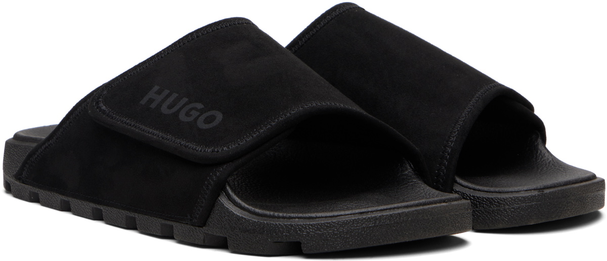 Hugo Black Strap Faux-Suede Upper Sandals