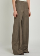 Emporio Armani Wide-leg Wool-blend Trousers Taupe