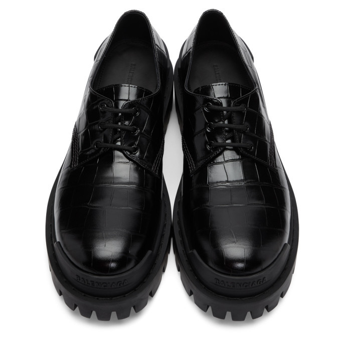 Balenciaga Black Croc Strike Derbys Balenciaga