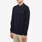 Fred Perry Authentic Men's Long Sleeve Twin Tipped Polo Shirt in Navy/Gun Metal