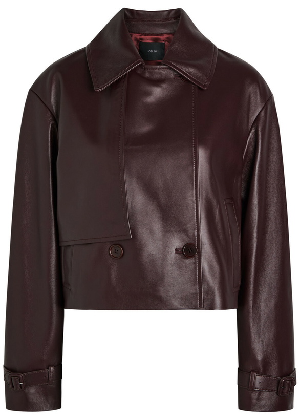 Photo: Joseph Blaise Cropped Leather Jacket Plum