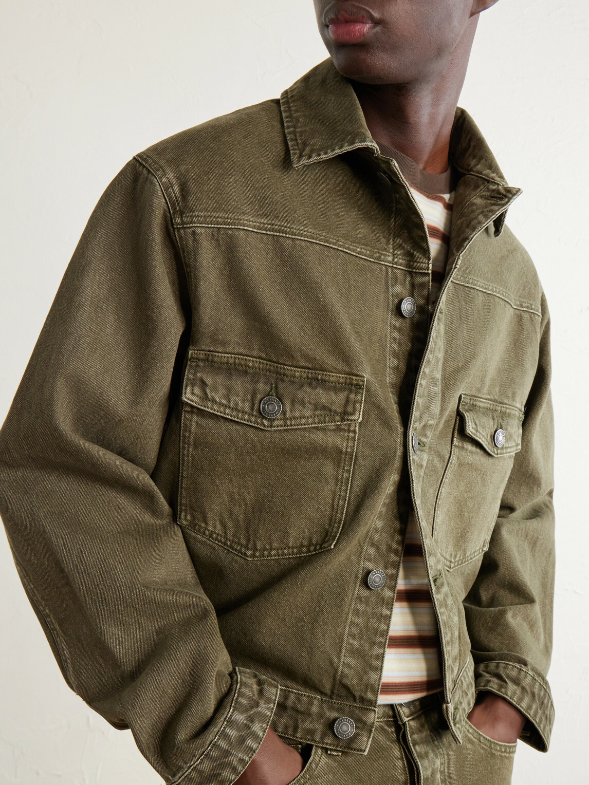 MANAAKI - Pita Garment-Dyed Organic Denim Jacket - Green