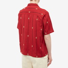 Karu Research Men's Hand Embroidered Vacation Shirt in Maroon/Black/Red