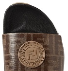 Fendi - Logo-Appliquéd Printed Coated-Canvas and Leather Slides - Brown