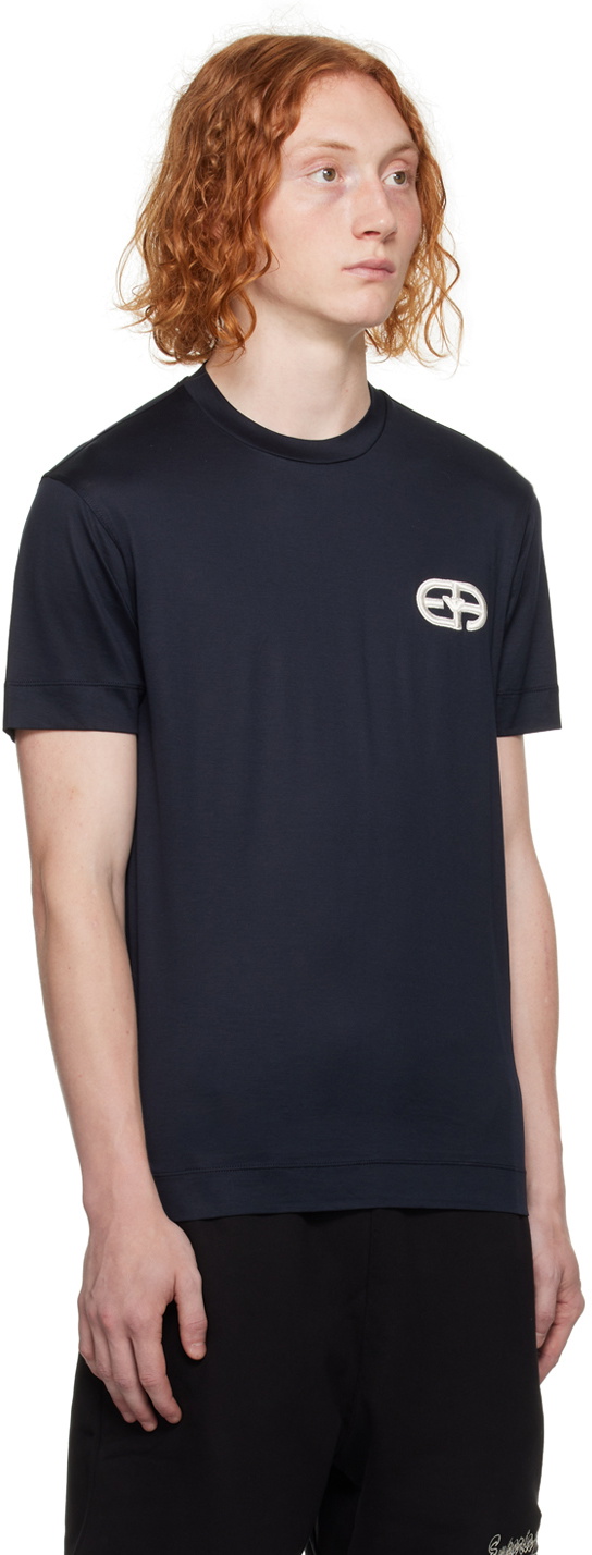 Emporio Armani Navy Embroidered T Shirt