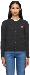 COMME des GARÇONS PLAY Grey Wool Layered Double Heart Cardigan