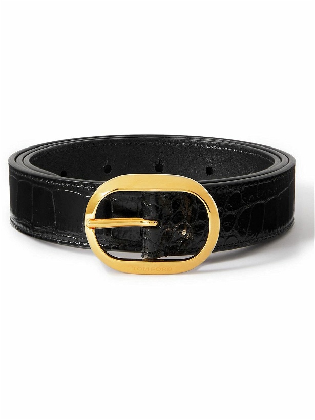 Photo: TOM FORD - 3cm Croc-Effect Patent-Leather Belt - Black