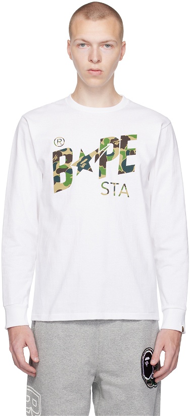 Photo: BAPE White ABC Camo Long Sleeve T-Shirt