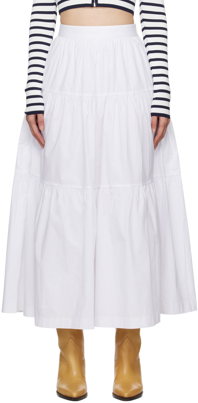 Staud White Sea Midi Skirt