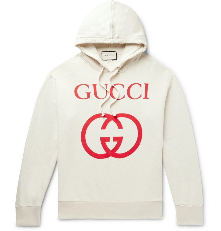 Photo: Gucci - Logo-Print Loopback Cotton-Jersey Hoodie - Men - Cream