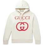 Gucci - Logo-Print Loopback Cotton-Jersey Hoodie - Men - Cream