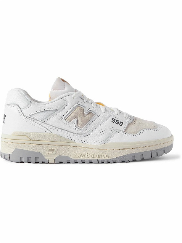 Photo: New Balance - 550 Perforated Leather, Suede and Mesh Sneakers - White