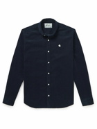 Carhartt WIP - Madison Button-Down Collar Logo-Embroidered Cotton-Corduroy Shirt - Blue