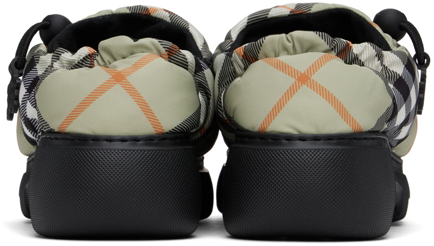 Burberry Green Fabric Slip-On Loafers