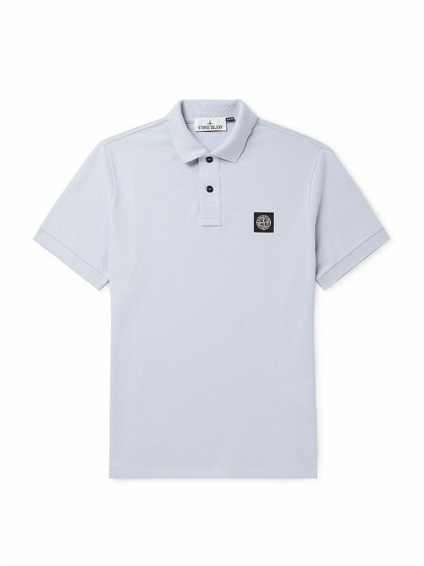 Photo: Stone Island - Logo-Appliquéd Cotton-Blend Piqué Polo Shirt - Blue