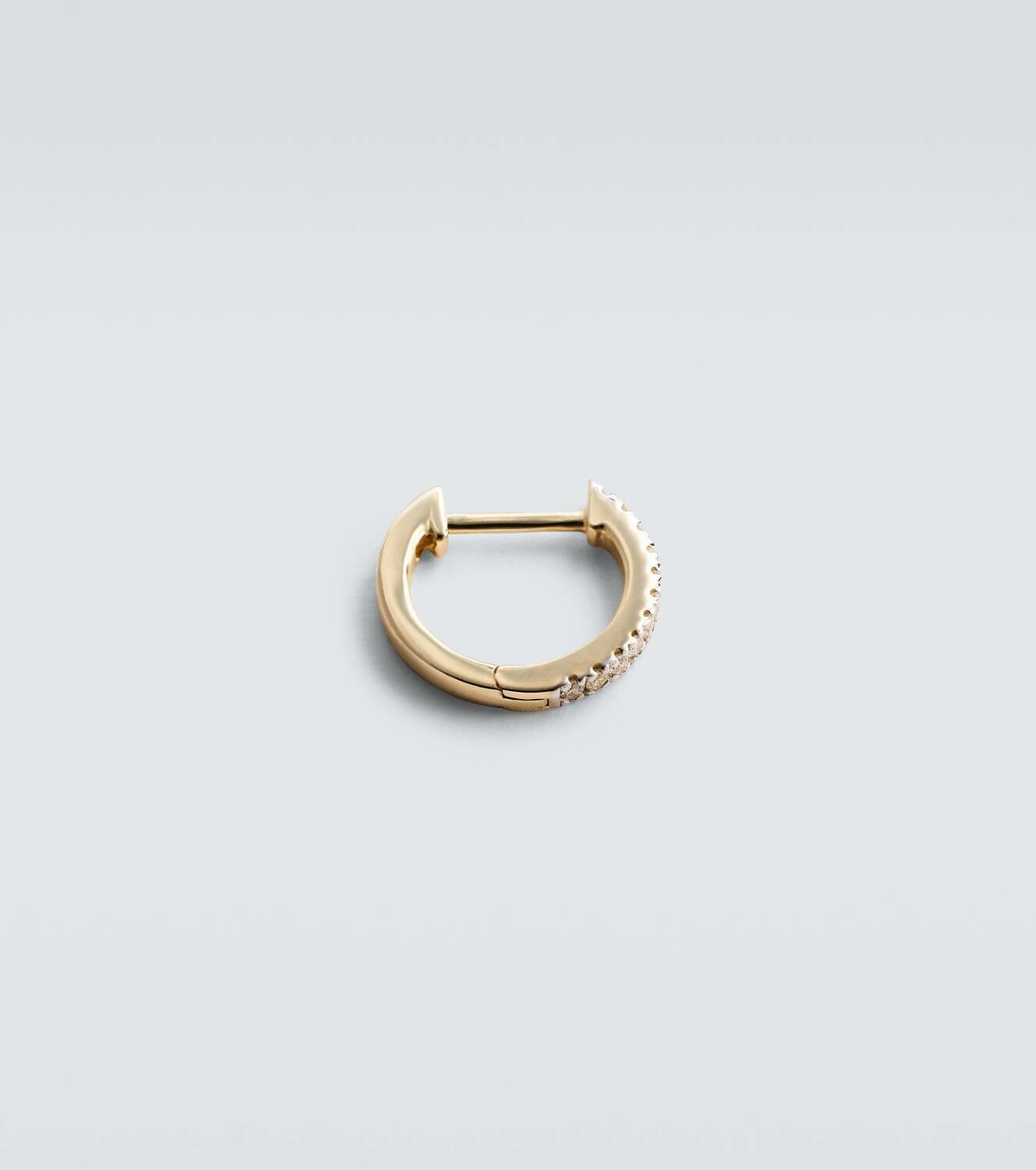 Mateo 14kt gold single hoop earring with diamonds and freshwater pearl