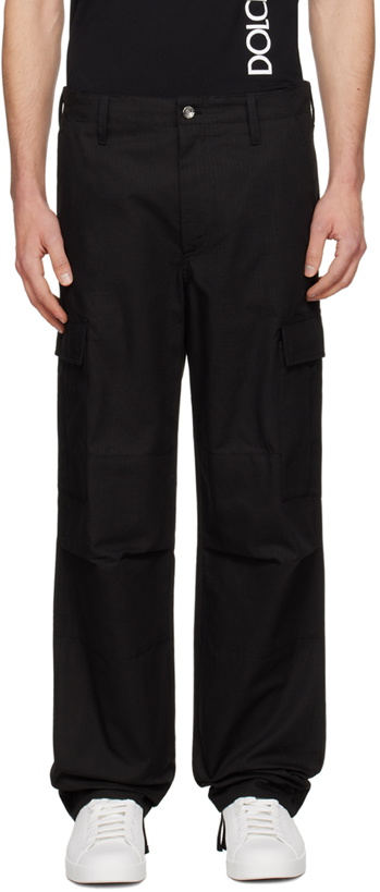 Photo: Dolce & Gabbana Black Drawstring Cargo Pants