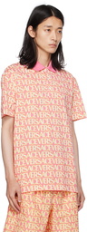 Versace Pink & Yellow Allover Polo