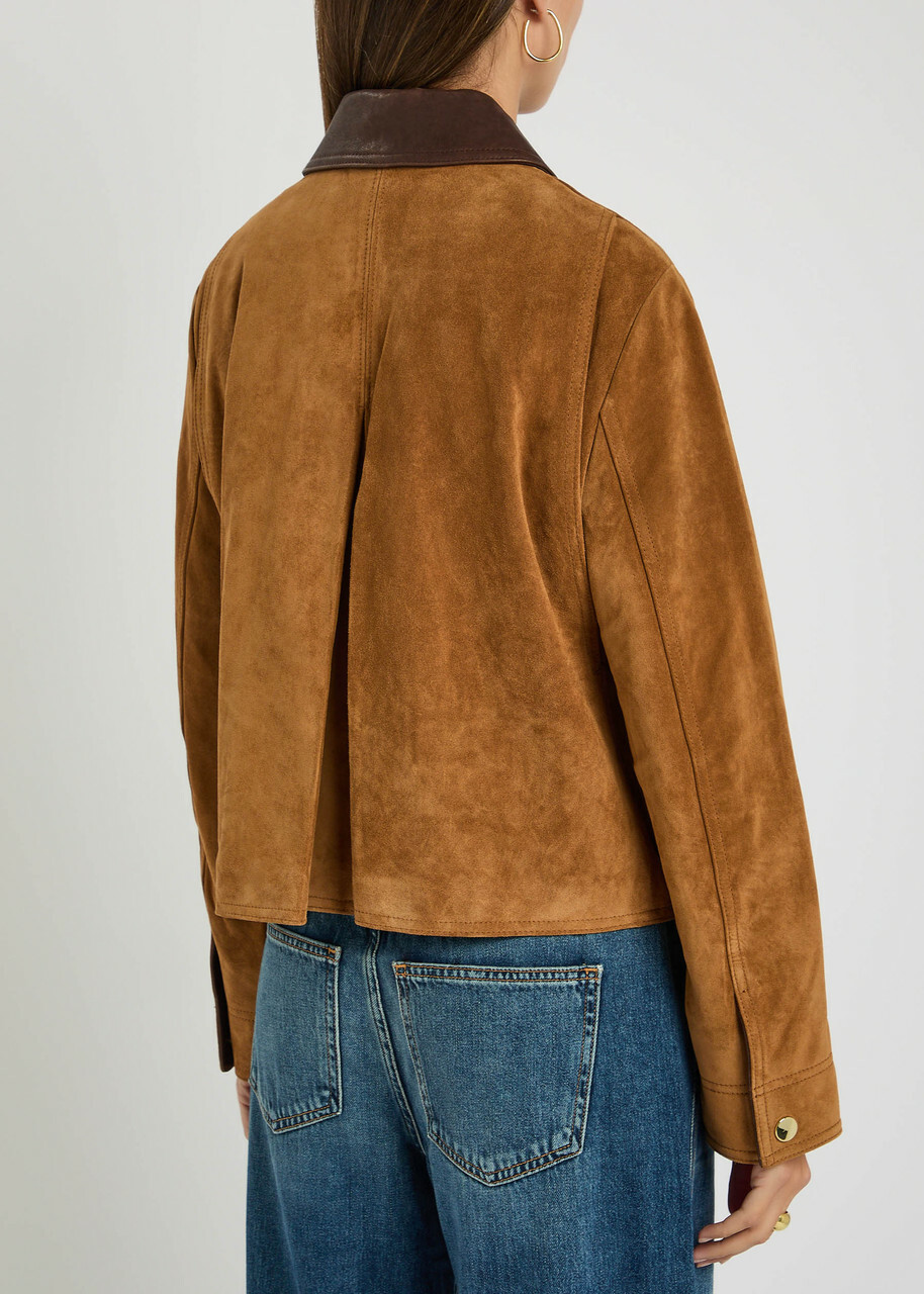 Veronica Beard Walters Panelled Suede Jacket Tan