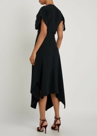 Victoria Beckham Asymmetric Crepe Midi Dress Black