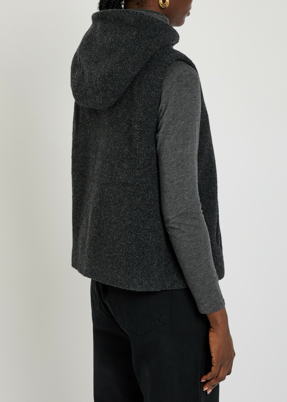 Eileen Fisher Hooded Bouclé Vest Charcoal