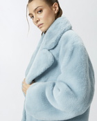 Pinko Short Faux Fur Pea Coat Midnight Blue