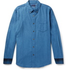 Blue Blue Japan - Button-Down Collar Panelled Checked Cotton-Flannel Shirt - Blue