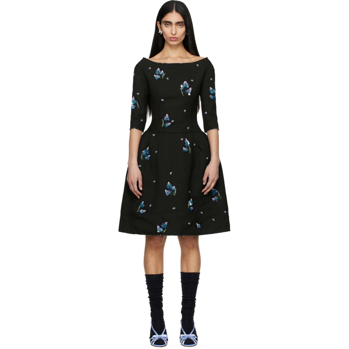 Photo: SHUSHU/TONG Navy Corset Waist Off-Shoulder Midi Dress
