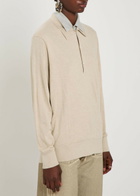 Acne Studios Layered-effect Silk and Wool-blend Polo top Beige
