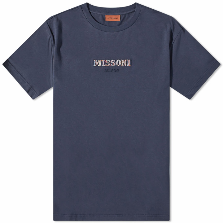 Photo: Missoni Men's Knit Logo T-Shirt in Navy