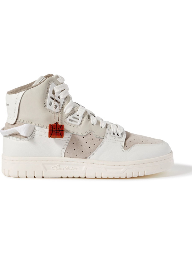 Photo: ACNE STUDIOS - Buxeda Suede-Trimmed Leather High-Top Sneakers - White