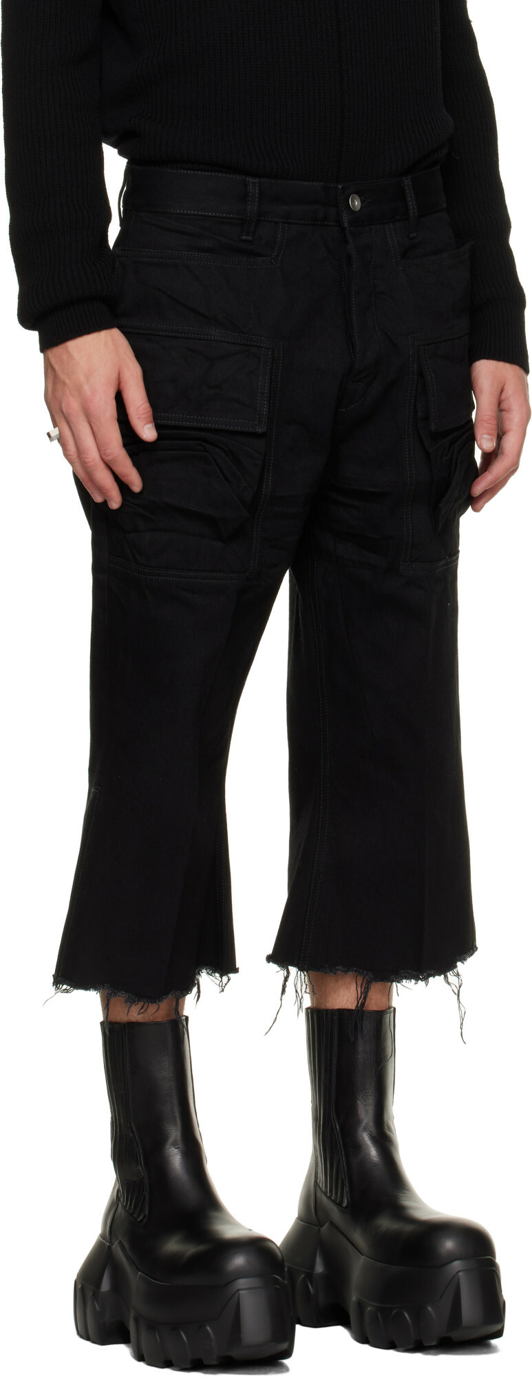 Rick Owens Black Tower Bolan Cutoff Cargo Pants