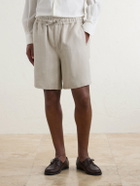 Saman Amel - Brisbane Straight-Leg Linen Drawstring Shorts - Neutrals