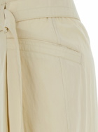 Low Classic Beige Pants With Double Belt And Pleated Details In Cotton Blend Woman