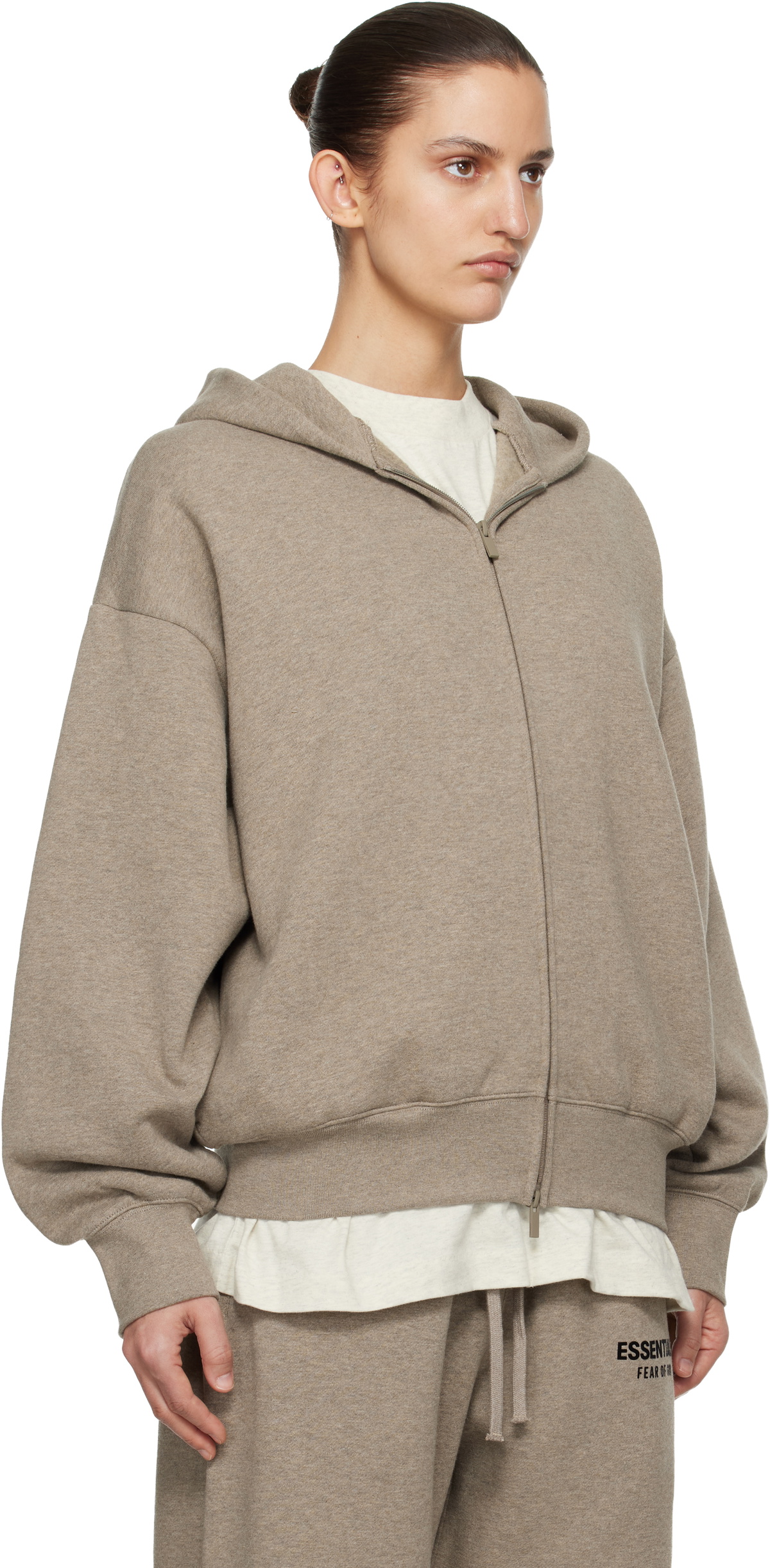 Fear of God ESSENTIALS Beige Classic Zip-Up Hoodie