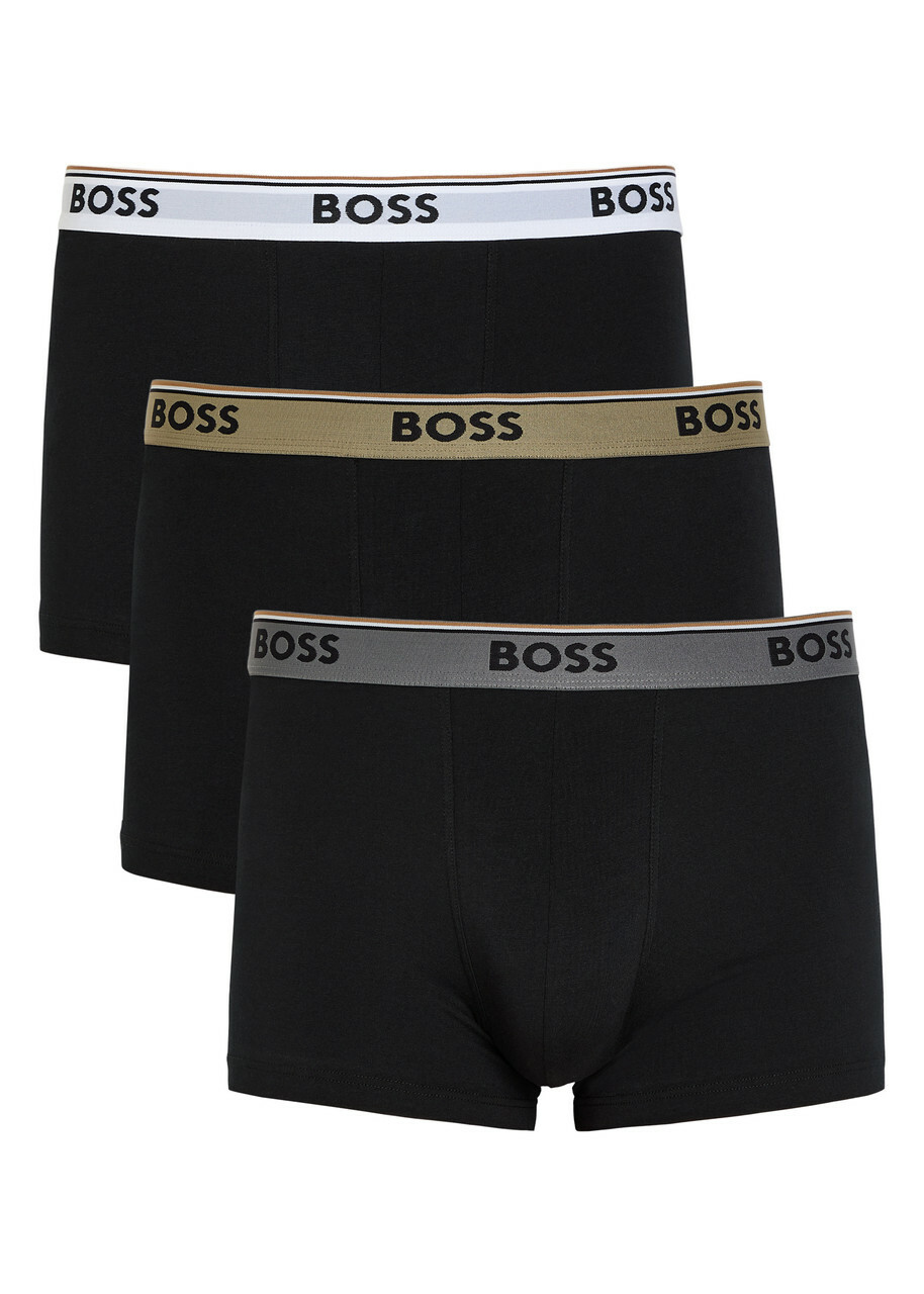Boss Stretch-cotton Boxer Trunks set Three Black