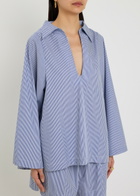 Faithfull The Brand Gaia Striped Cotton-poplin Blouse Blue