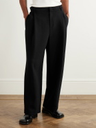 Amomento - Martin Straight-Leg Pleated Wool-Blend Trousers - Black