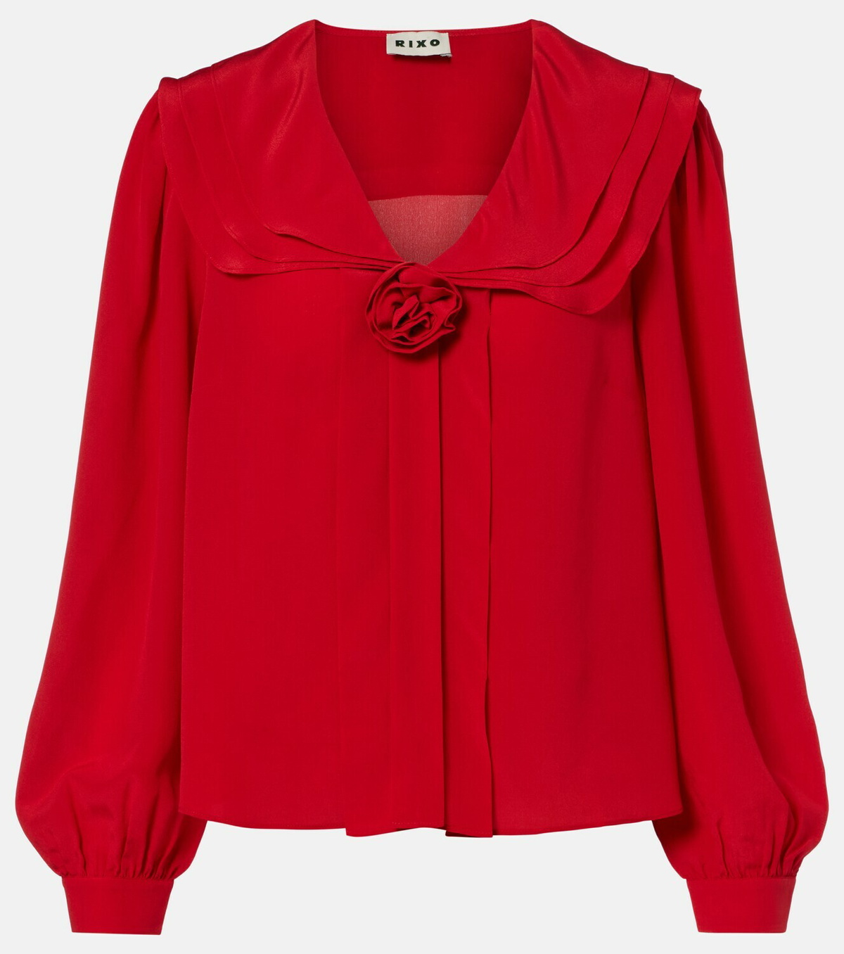 Rixo Emelin floral-appliqué silk blouse