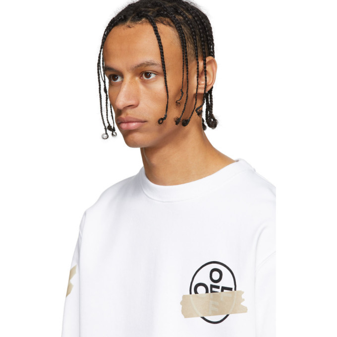 トップス OFF-WHITE Tape Arrow Crewneck XS Off White Tape Arrows Cotton Sweatshirt White | ONU