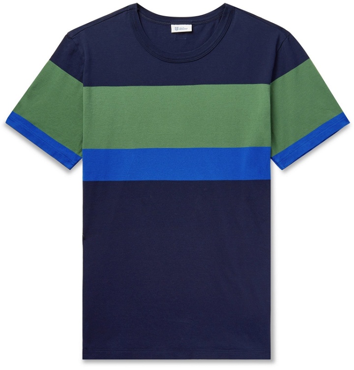 Photo: Schiesser - Georg Colour-Block Cotton-Jersey T-Shirt - Blue