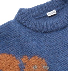 Loewe - Oversized Jacquard-Knit Mohair-Blend Sweater - Men - Blue