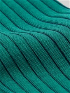 FALKE - Shadow Ribbed Striped Cotton-Blend Socks - Green