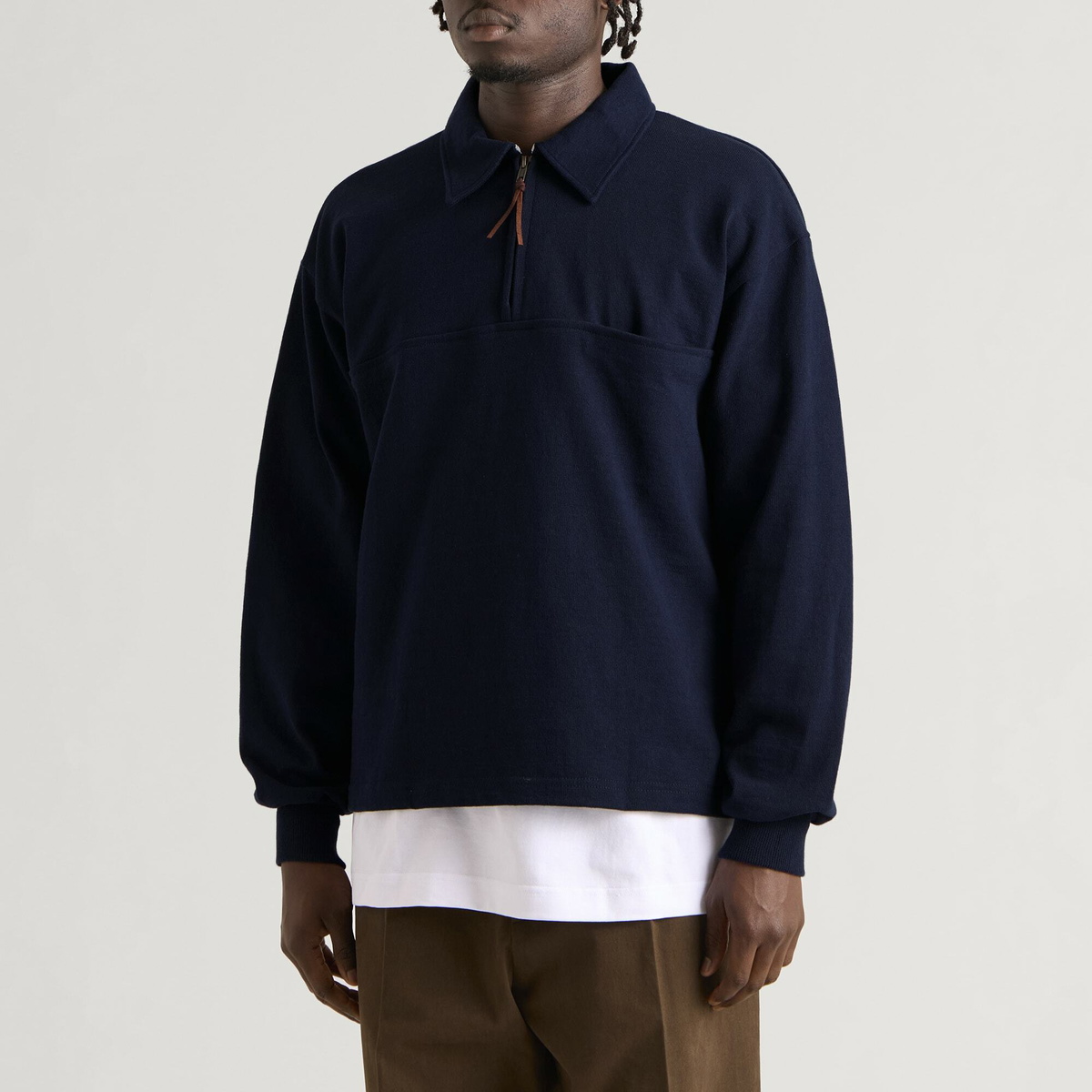 Café Mountain Men's Quarter Zip Heavy Sweatshirt in Navy