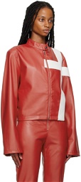 Mowalola Red Cross Faux-Leather Jacket