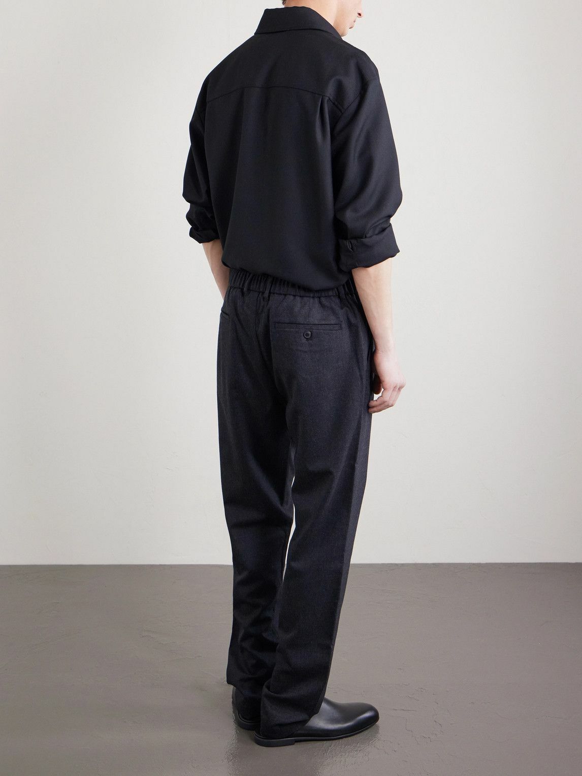 Sunspel - Tapered Stretch Wool and Cashmere-Blend Flannel Trousers - Gray